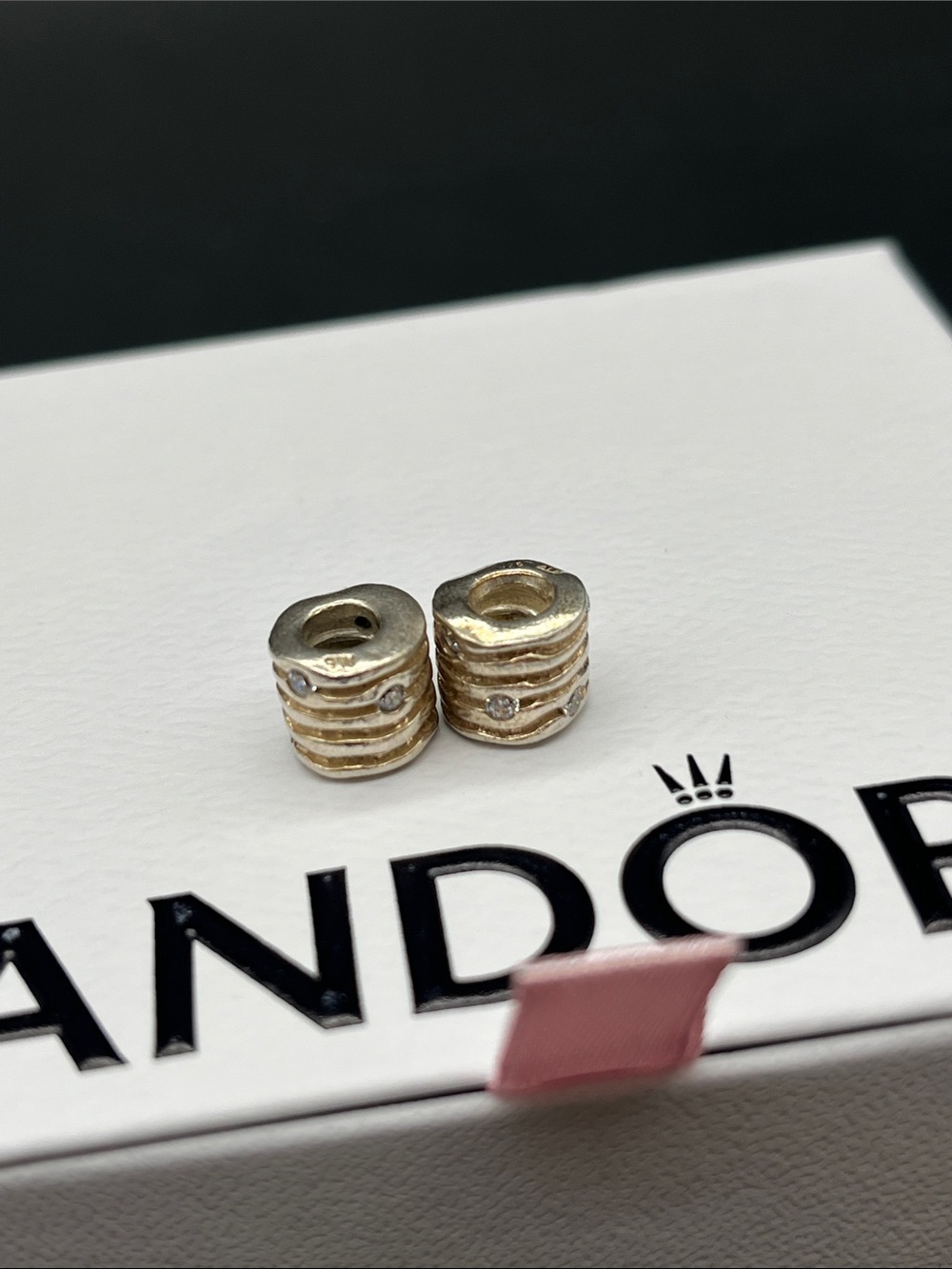 Set of two retired pandora charms with crystals